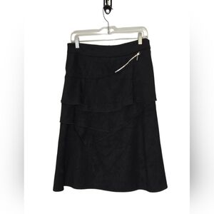 Zoe Black Layered Midi Skirt Size 4 • Asymmetrical Ruffle Style • Made in Canada